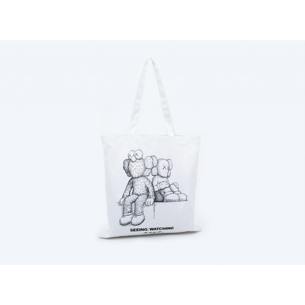 KAWS SEEING/WATCHING Tote Bag (B/W) youbetterfly
